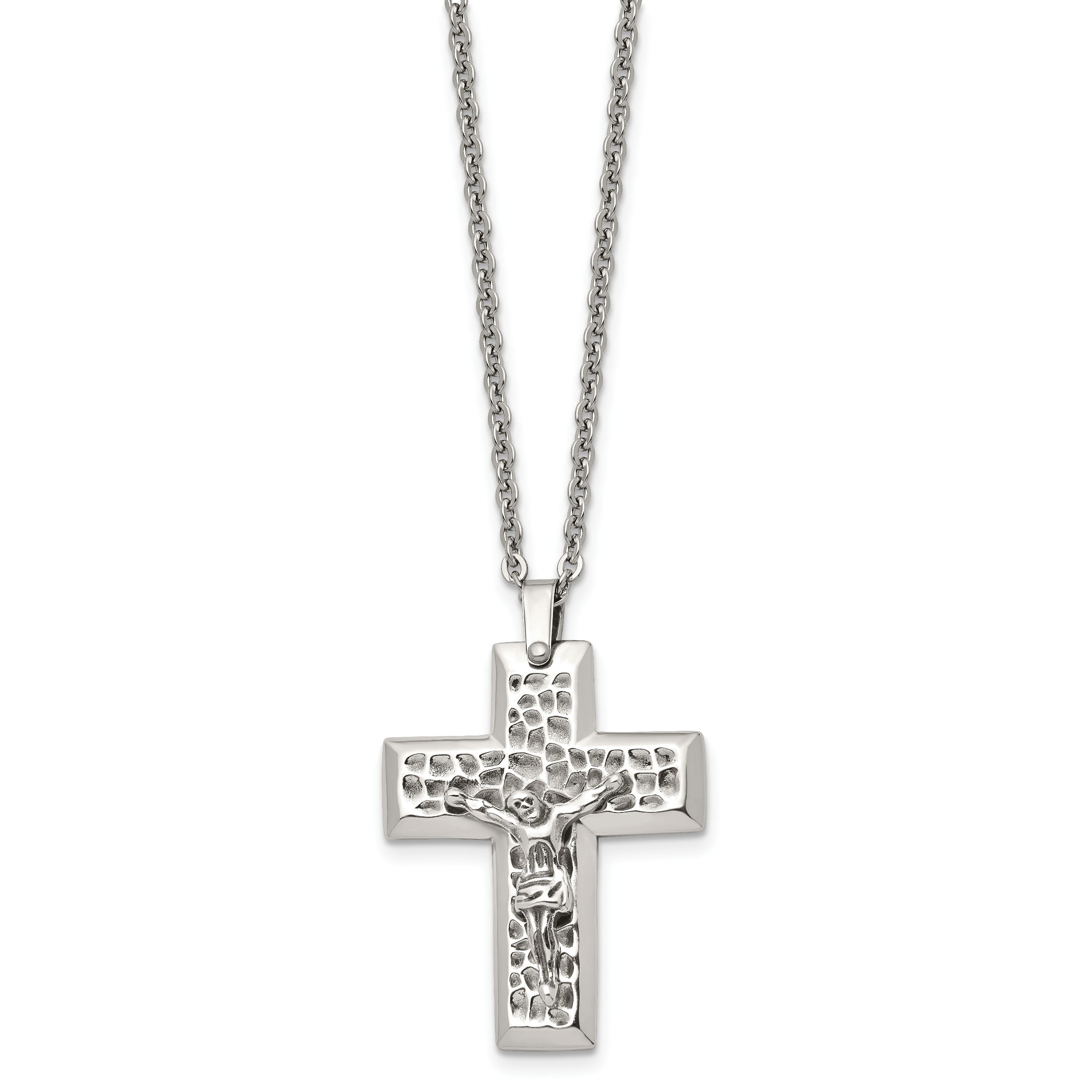Sophia Jewelers Unisex Stainless Steel Crucifix Pendant Necklace 20 Gift Ready