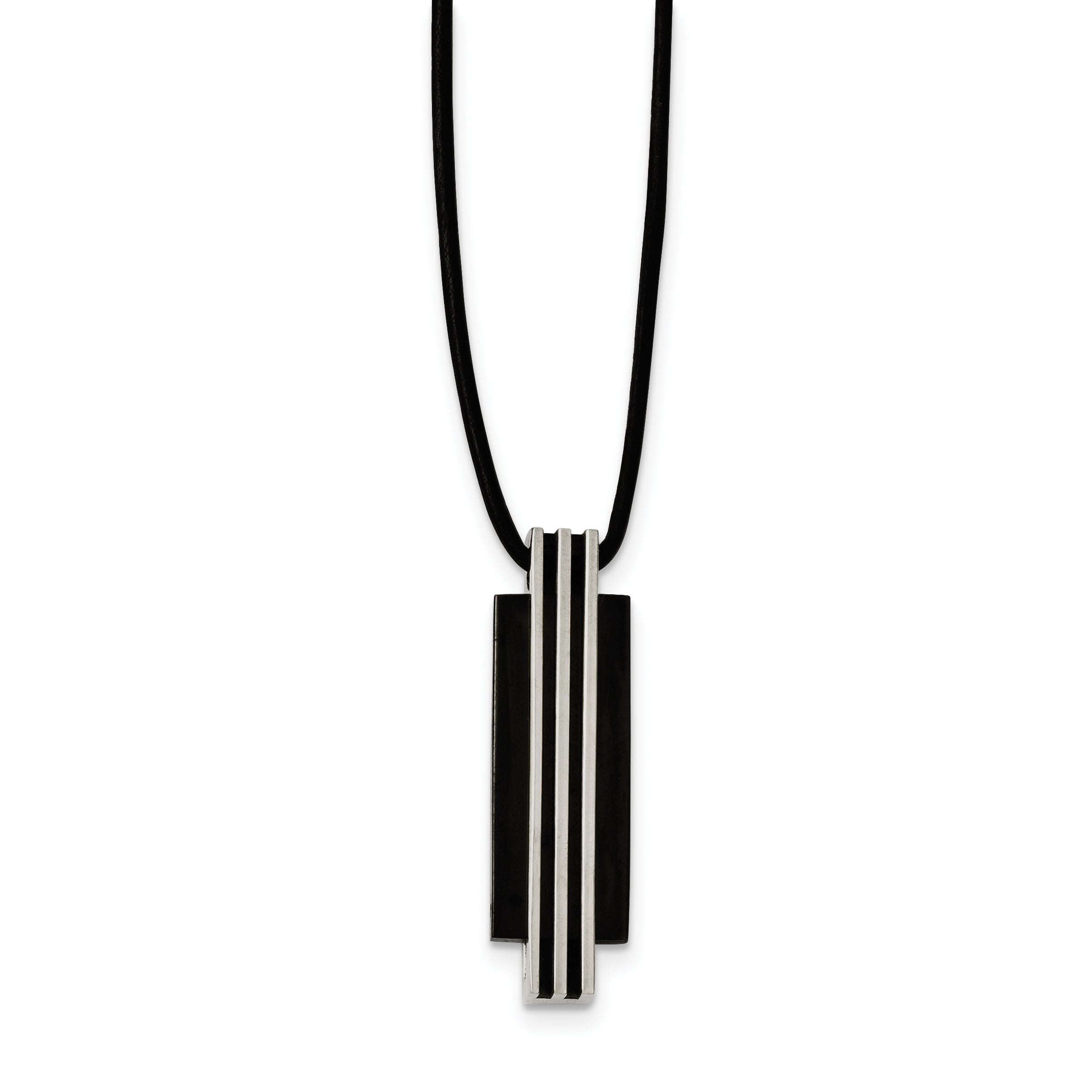 Stainless Steel Polished & Black IP-plated Necklace