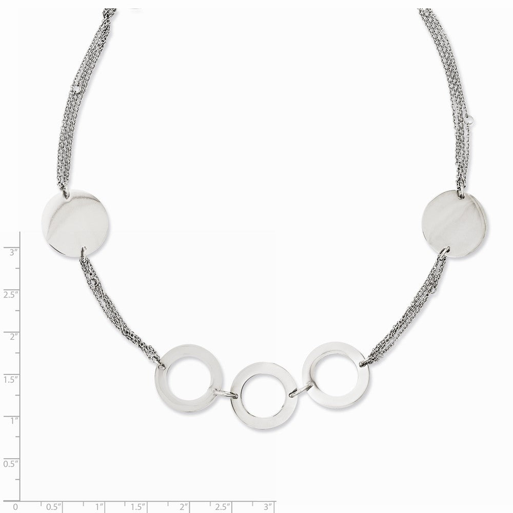 Stainless Steel Polished Circles 36in Slip-on Necklace