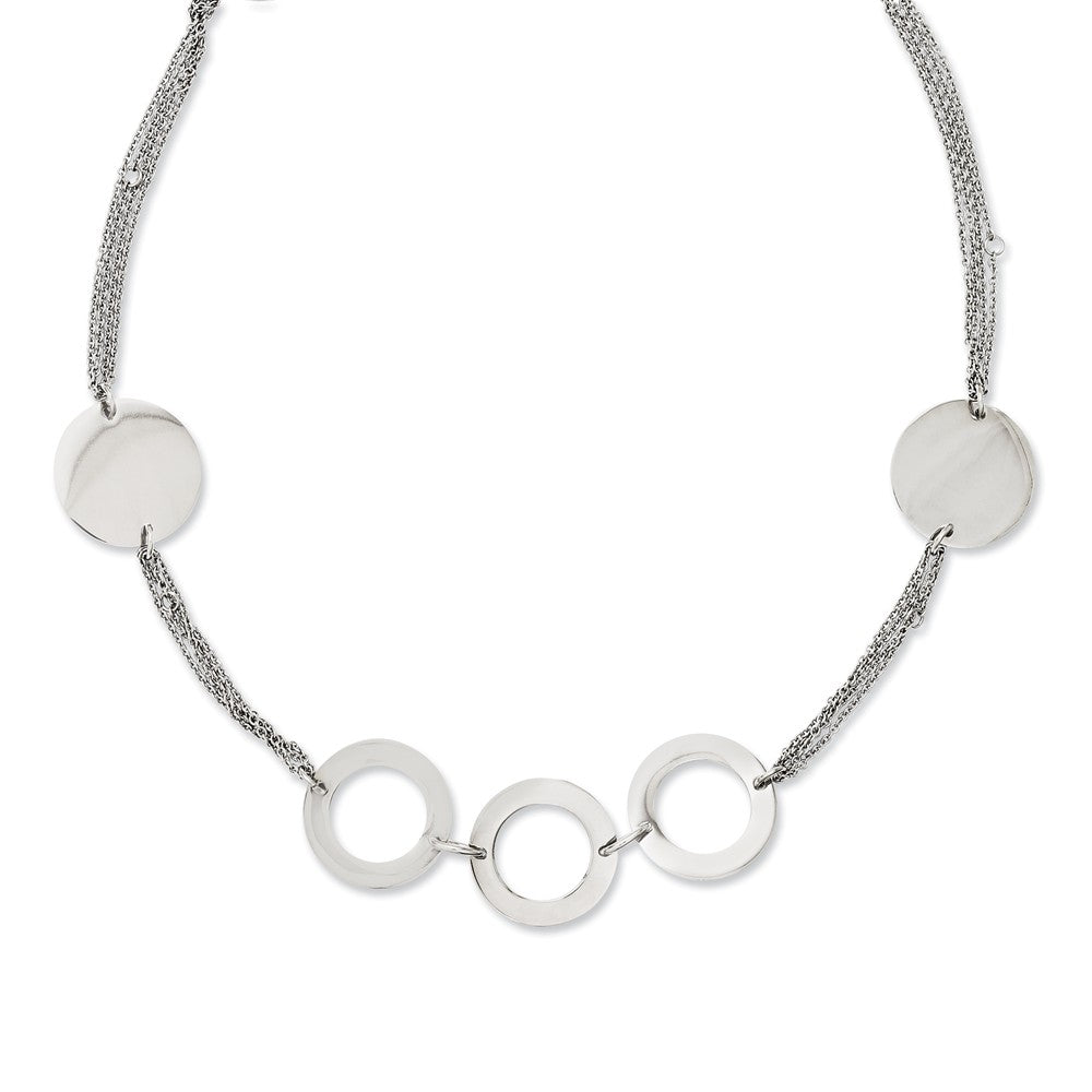 Stainless Steel Polished Circles 36in Slip-on Necklace