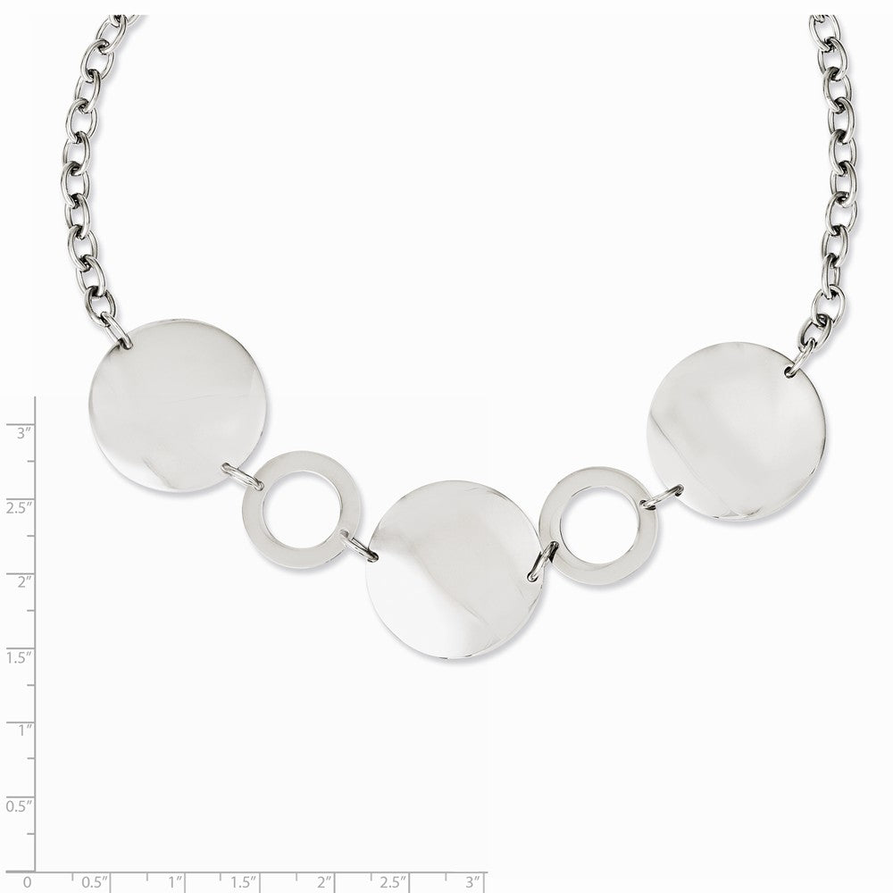 Stainless Steel Polished Circles 18in Necklace