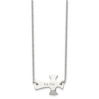 Sophia Jewelers Unisex Polished Stainless Steel Sideways Cross Necklace