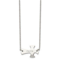Sophia Jewelers Unisex Polished Stainless Steel Sideways Cross Necklace