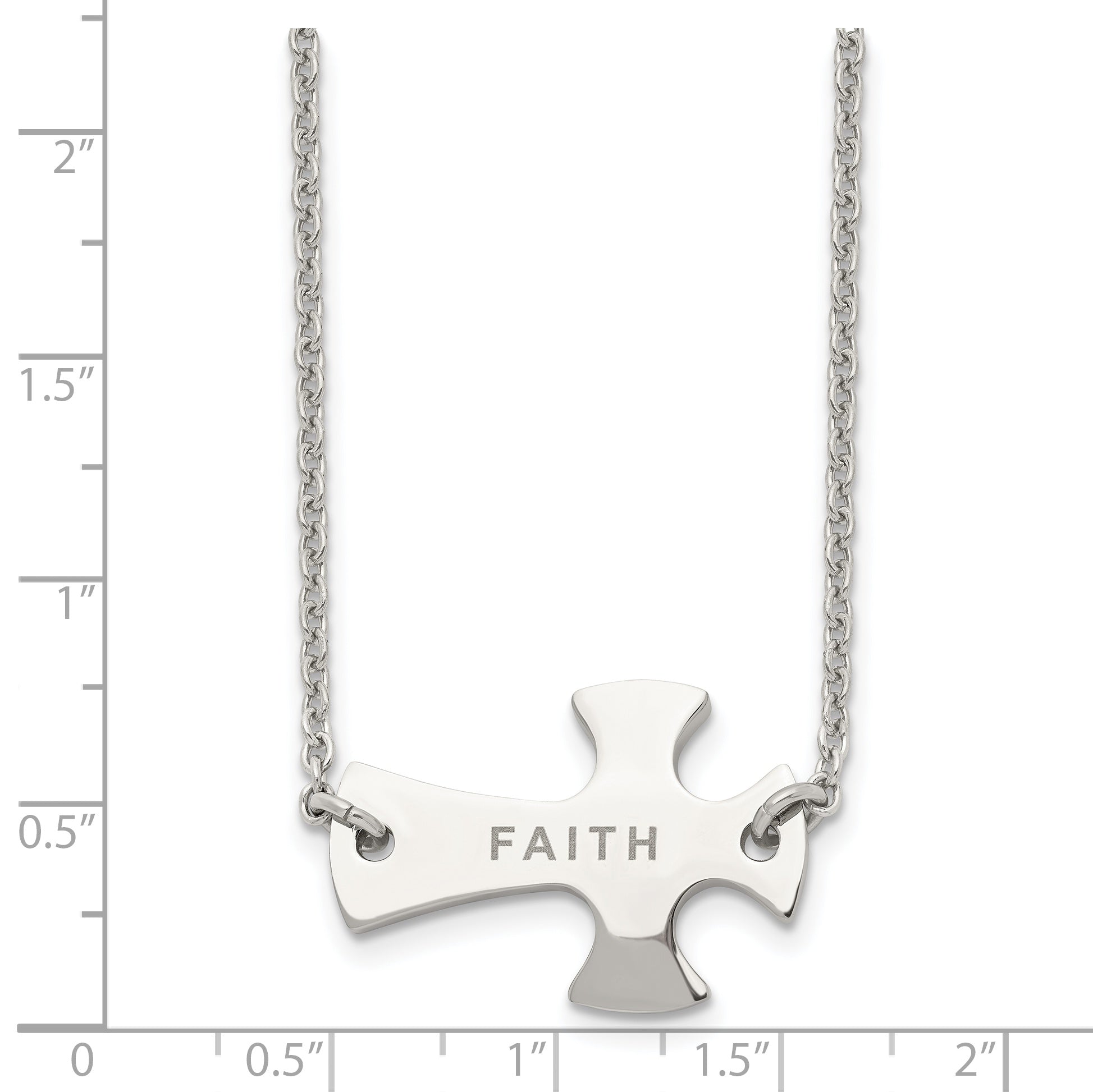 Sophia Jewelers Unisex Polished Stainless Steel Sideways Cross Necklace