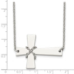 Sideways Cross Necklace in Stainless Steel, 21 in