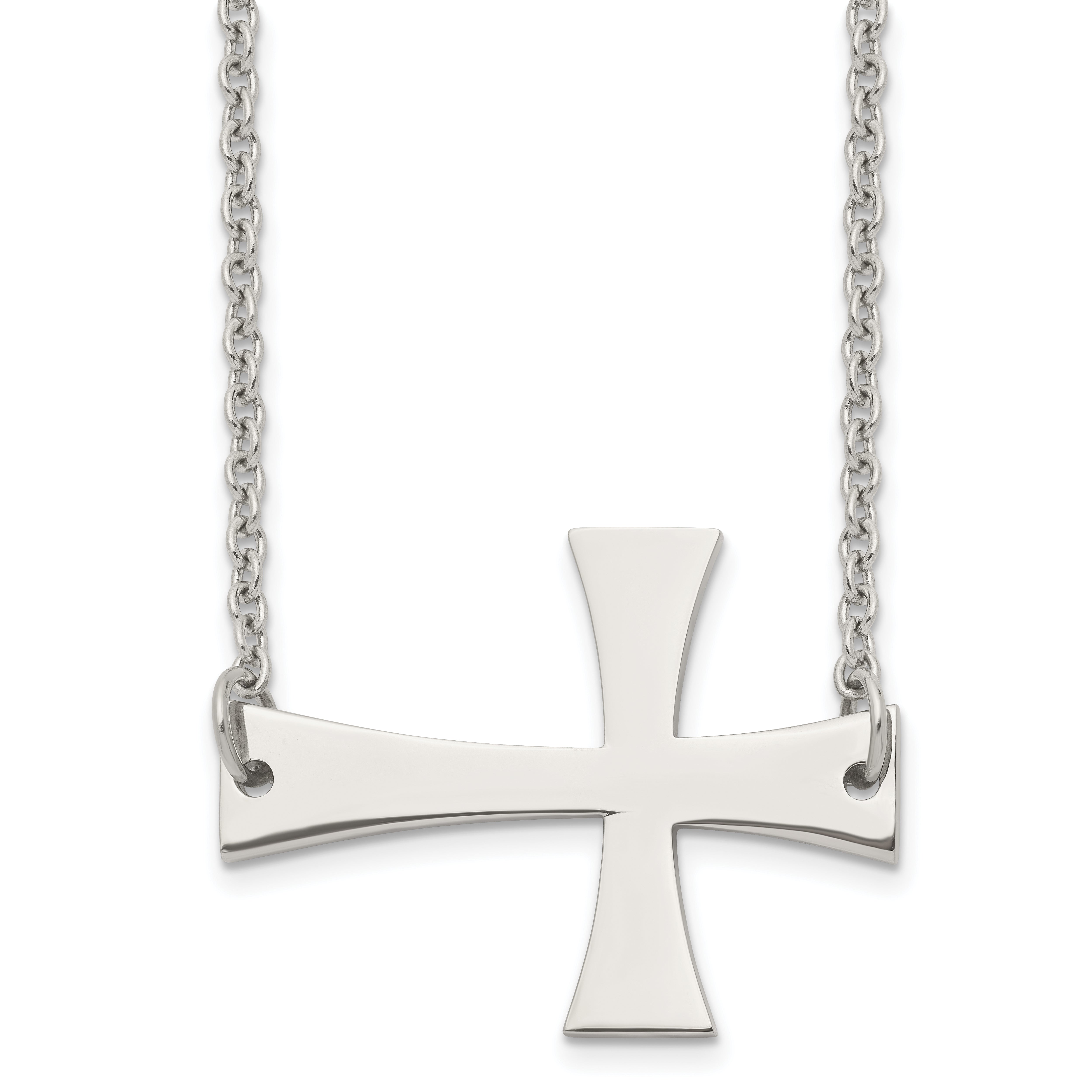 Stainless Steel Polished Sideways Cross 21in Necklace Main image