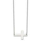 Chisel Stainless Steel Unisex Sideways Cross Necklace Polished Finish