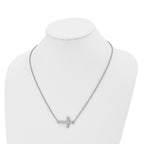 Chisel Stainless Steel Unisex Sideways Cross Necklace Polished Finish