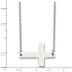 Chisel Stainless Steel Unisex Sideways Cross Necklace Polished Finish
