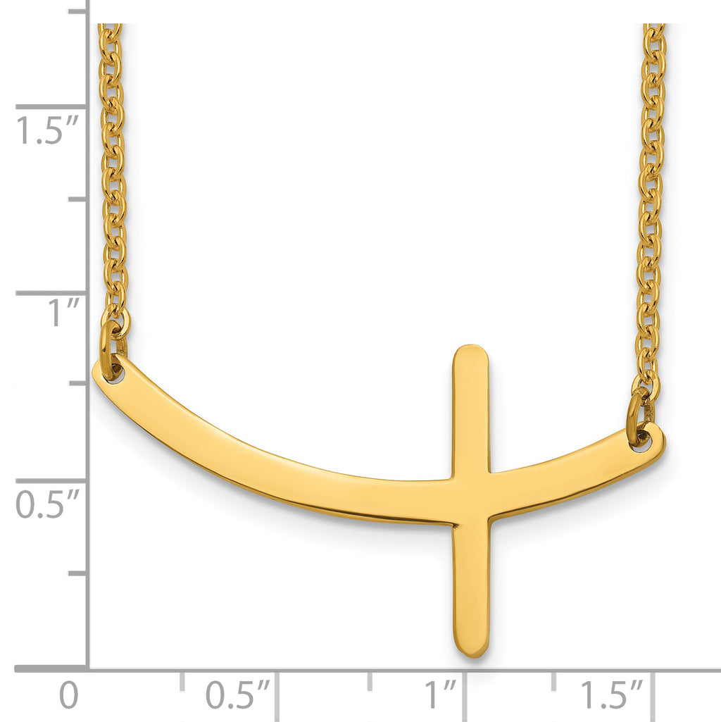 Sideways Cross Necklace in Yellow Gold-Tone Stainless Steel