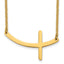 Chisel Stainless Steel Polished Yellow IP-plated Curved Sideways Cross on an 18 inch Cable Chain Necklace