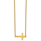 Sophia Jewelers Unisex Stainless Steel Gold-Tone Sideways Cross Necklace