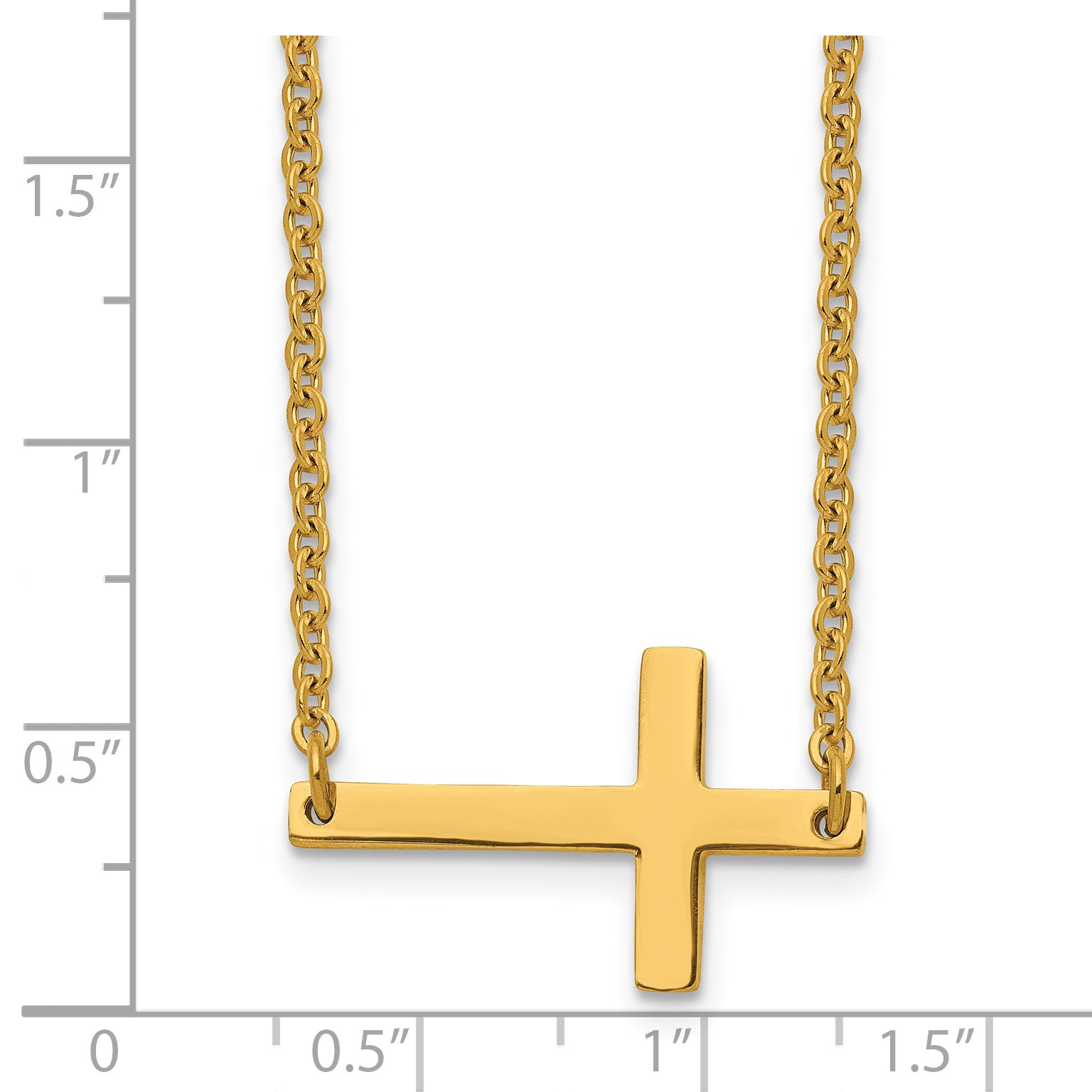 Sophia Jewelers Unisex Stainless Steel Gold-Tone Sideways Cross Necklace