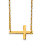 Chisel Stainless Steel Polished Yellow IP-plated Sideways Cross on an 18 inch Cable Chain Necklace