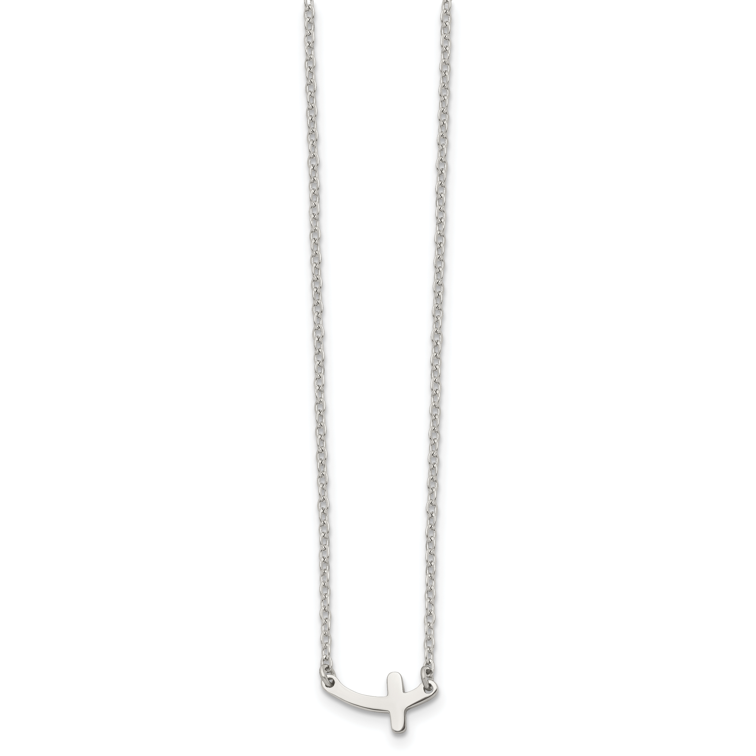 Sideways Cross Necklace in Stainless Steel, 18in