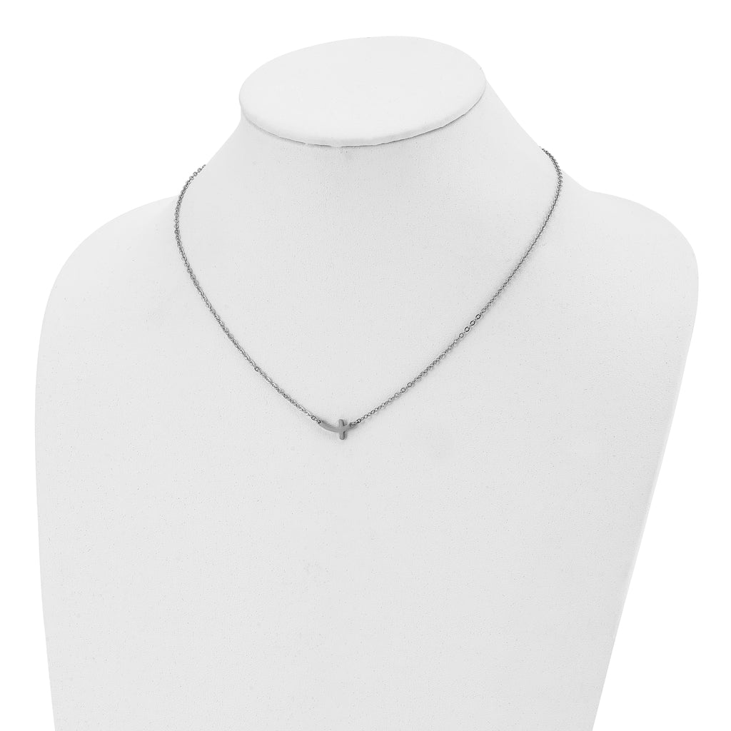 Sideways Cross Necklace in Stainless Steel, 18in