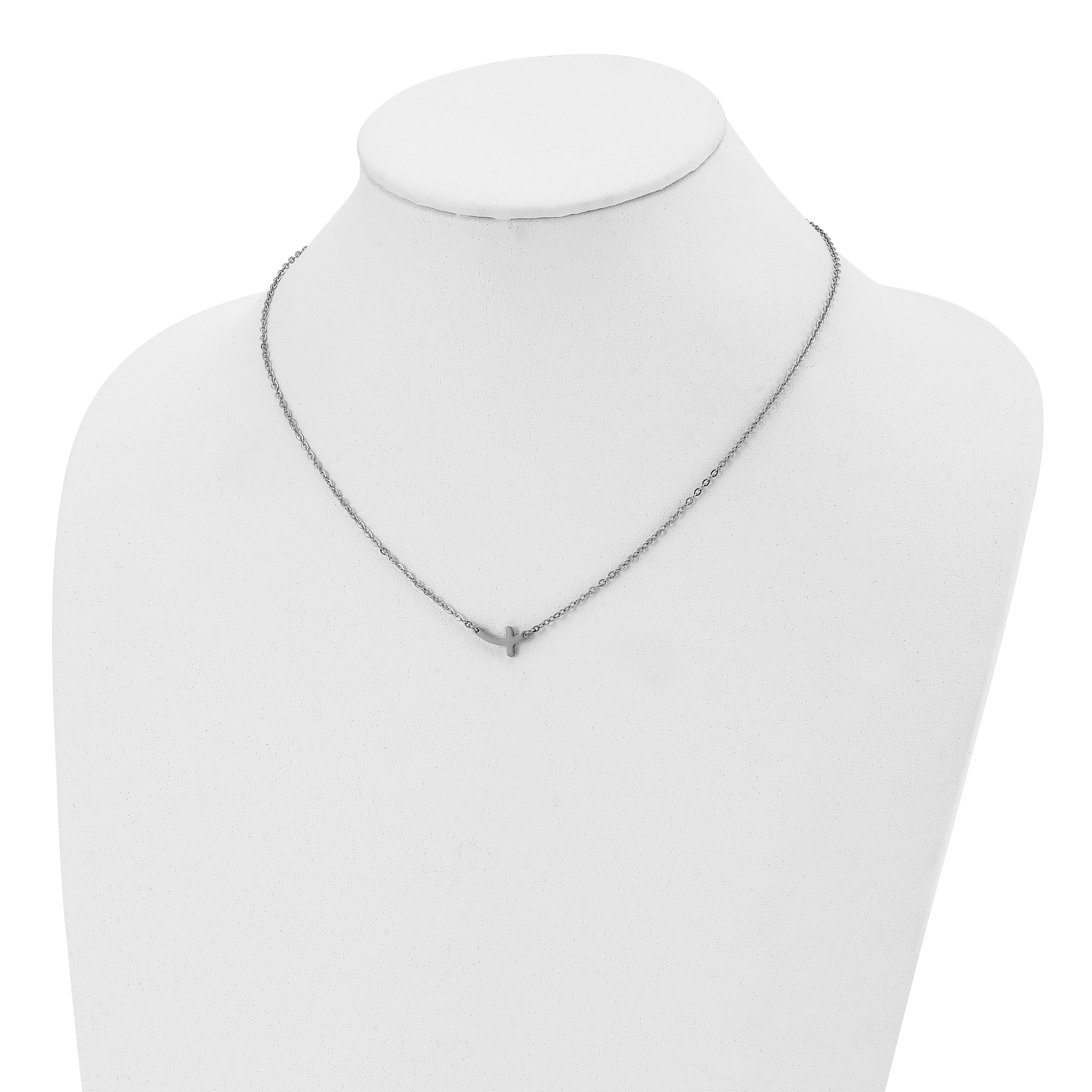 Sideways Cross Necklace in Stainless Steel, 18in