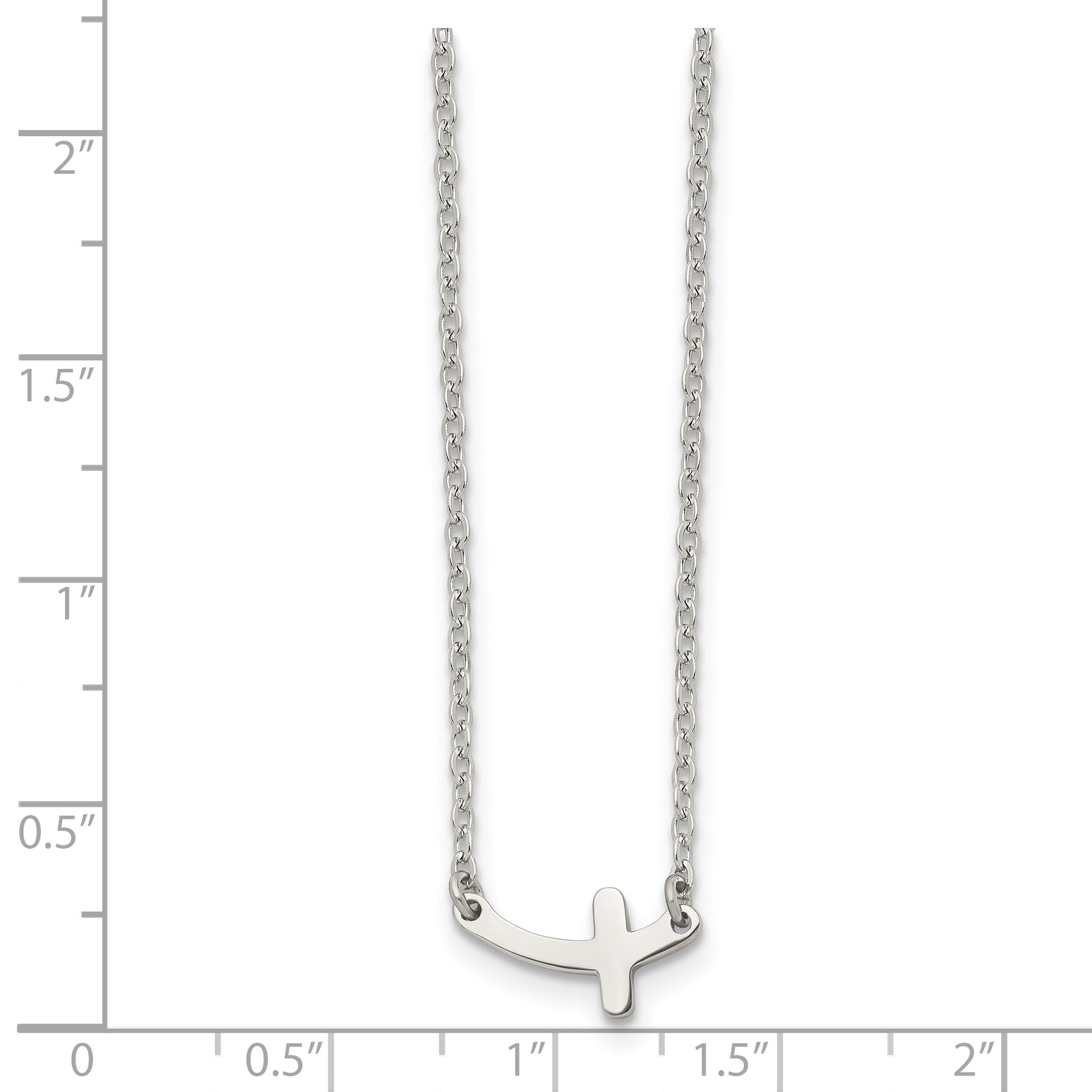 Sideways Cross Necklace in Stainless Steel, 18in