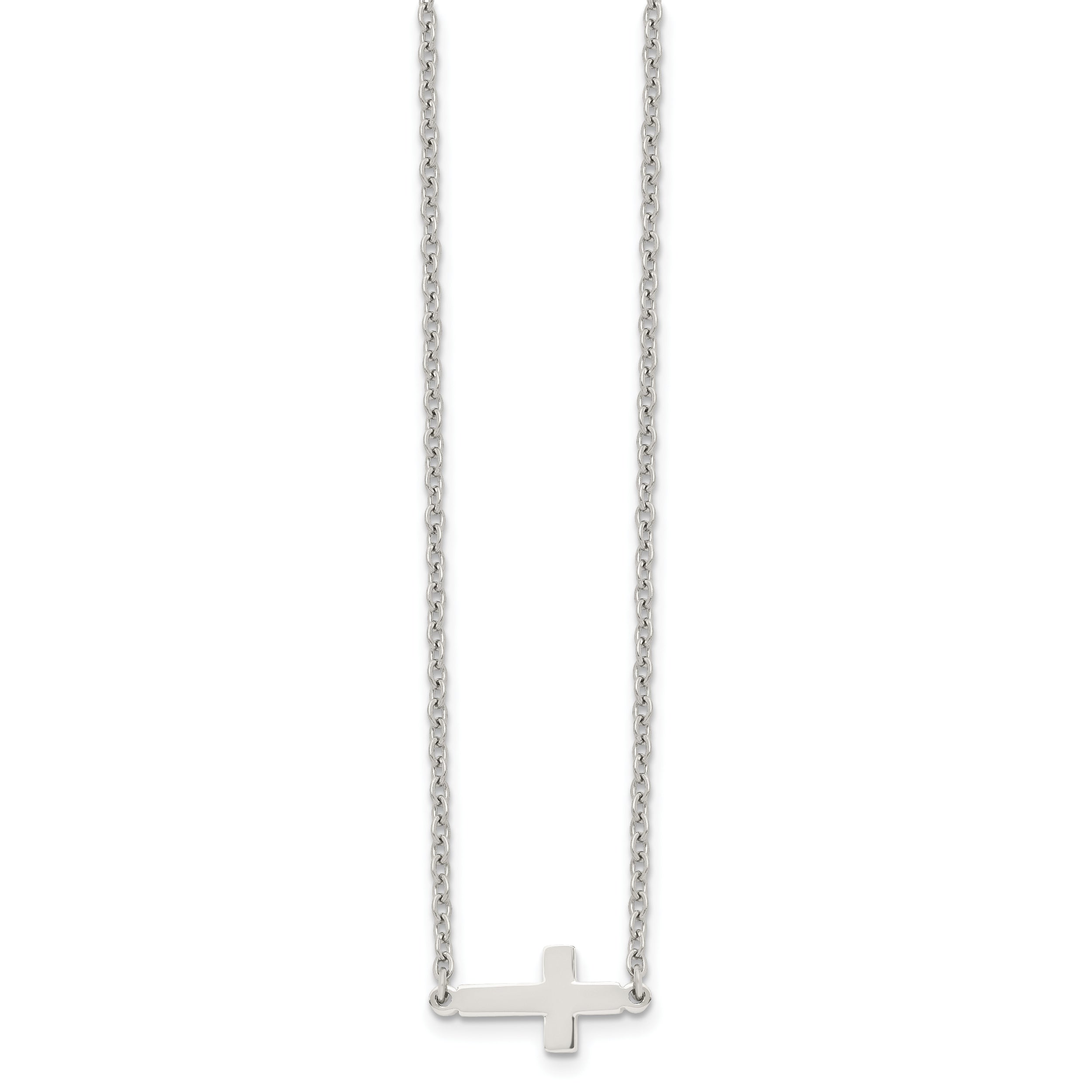 Sophia Jewelers Polished Stainless Steel Unisex Sideways Cross Necklace