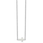 Sophia Jewelers Polished Stainless Steel Unisex Sideways Cross Necklace