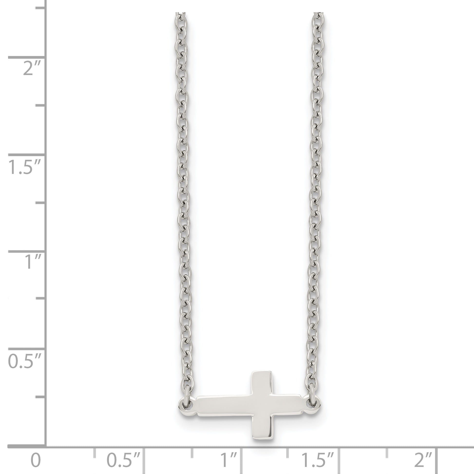 Sophia Jewelers Polished Stainless Steel Unisex Sideways Cross Necklace