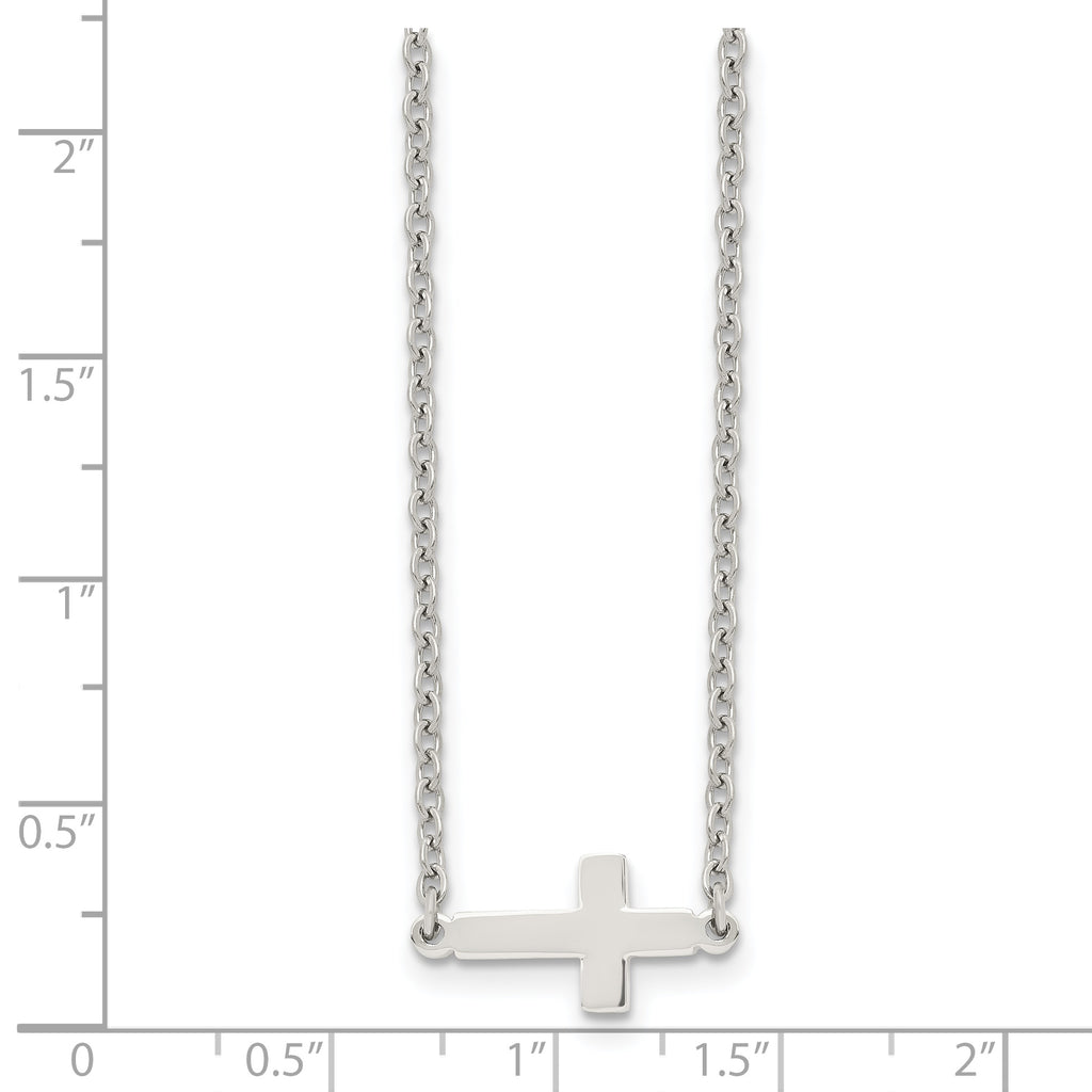 Sophia Jewelers Polished Stainless Steel Unisex Sideways Cross Necklace