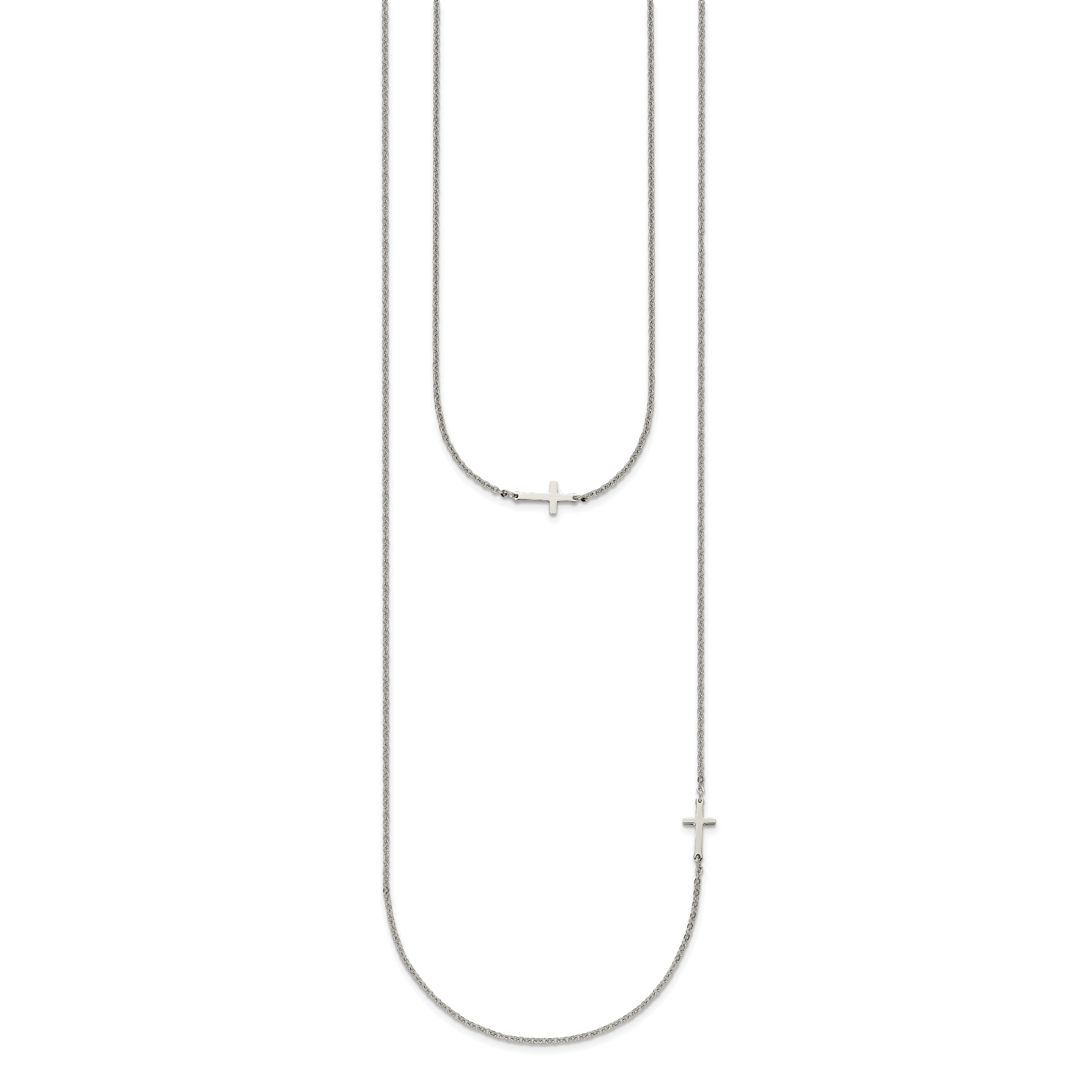Sideways Cross Necklace in Stainless Steel, 18"