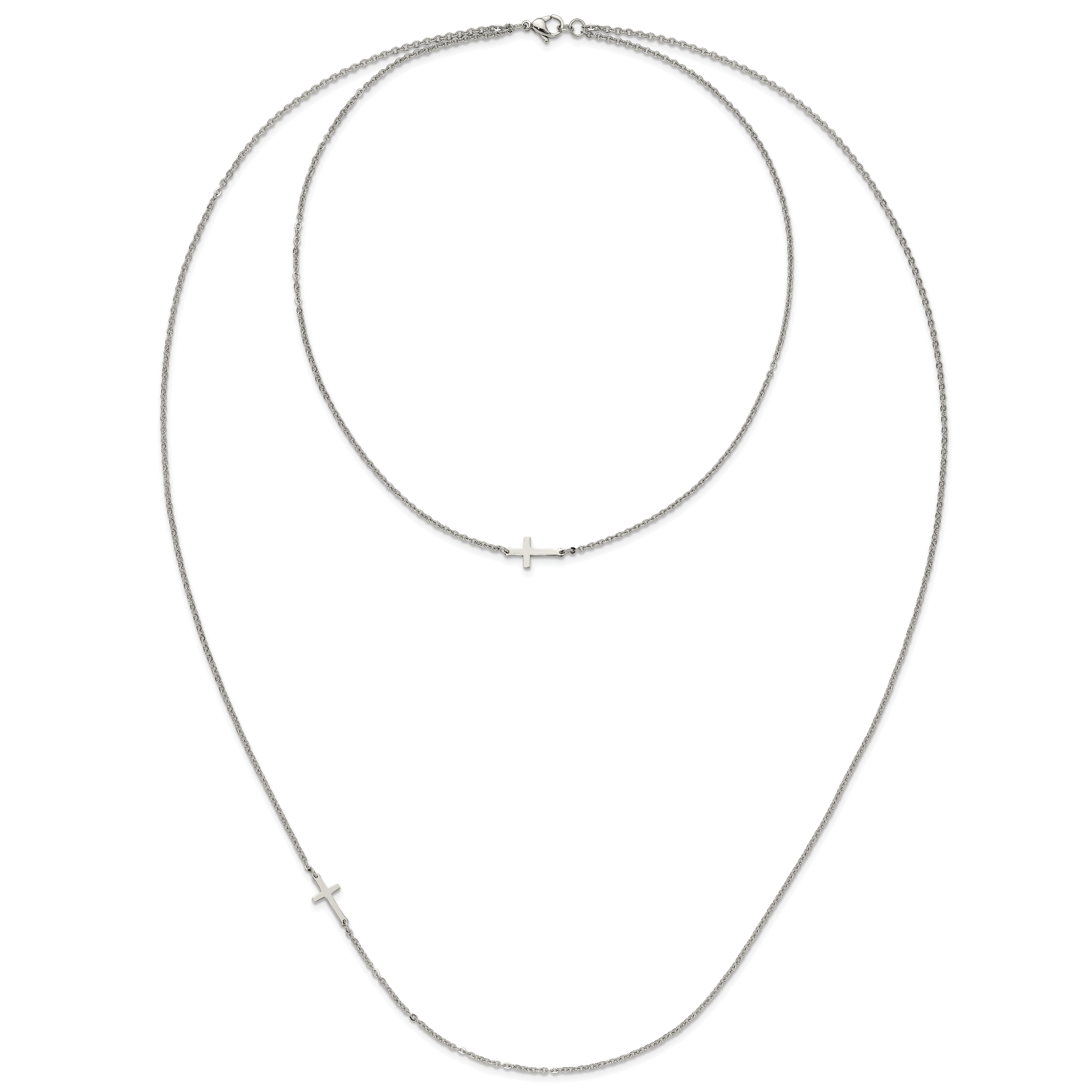 Sideways Cross Necklace in Stainless Steel, 18"