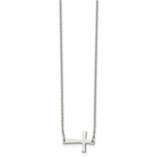 Sophia Jewelers Unisex Polished Stainless Steel Sideways Cross Necklace