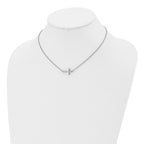 Sophia Jewelers Unisex Polished Stainless Steel Sideways Cross Necklace