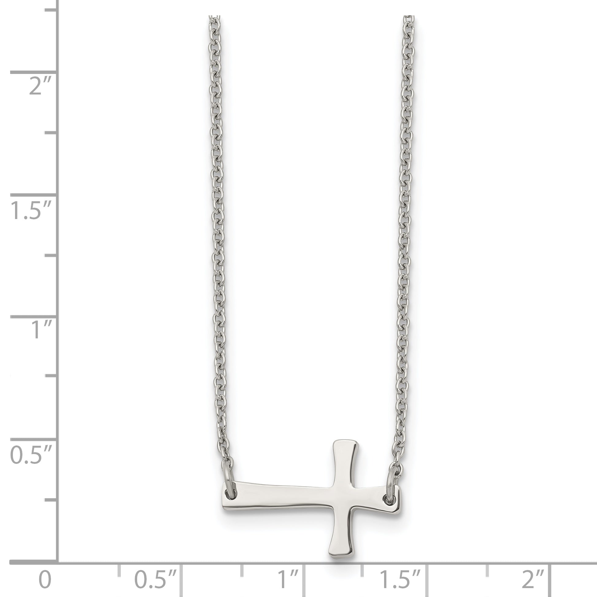 Sophia Jewelers Unisex Polished Stainless Steel Sideways Cross Necklace