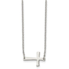 Chisel Stainless Steel Polished Sideways Cross on a 16 inch Cable Chain Necklace