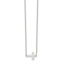 Sophia Jewelers Polished Stainless Steel Unisex Sideways Cross Necklace Gift Ready