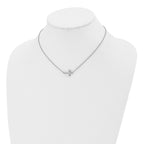 Sophia Jewelers Polished Stainless Steel Unisex Sideways Cross Necklace Gift Ready