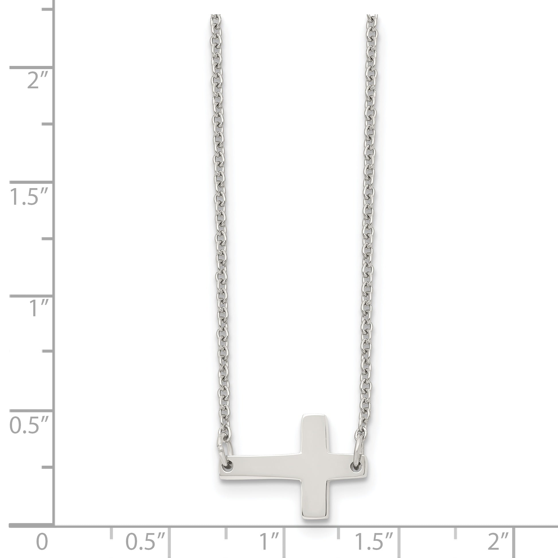 Sophia Jewelers Polished Stainless Steel Unisex Sideways Cross Necklace Gift Ready