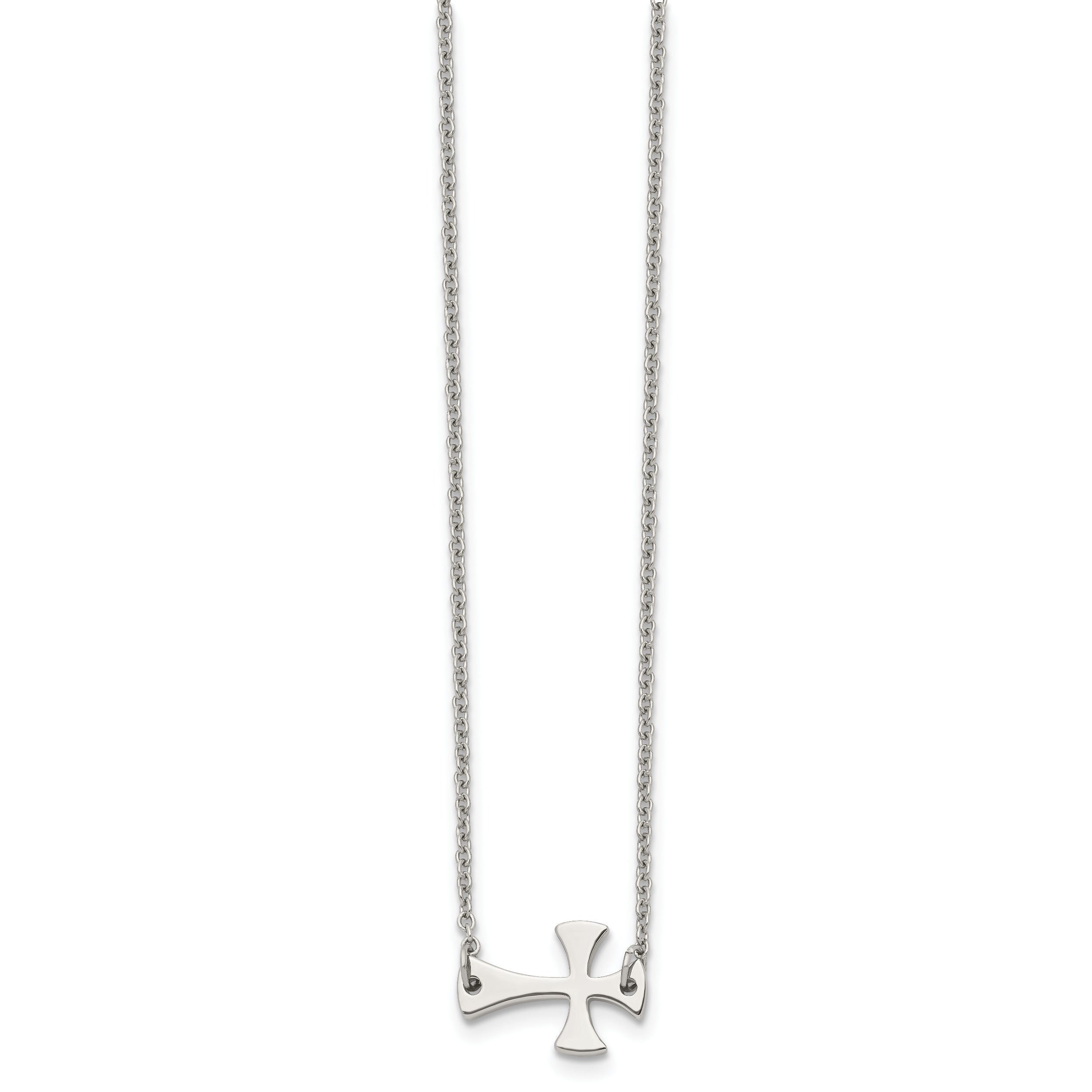 Sophia Jewelers Stainless Steel Polished Unisex Sideways Cross Necklace