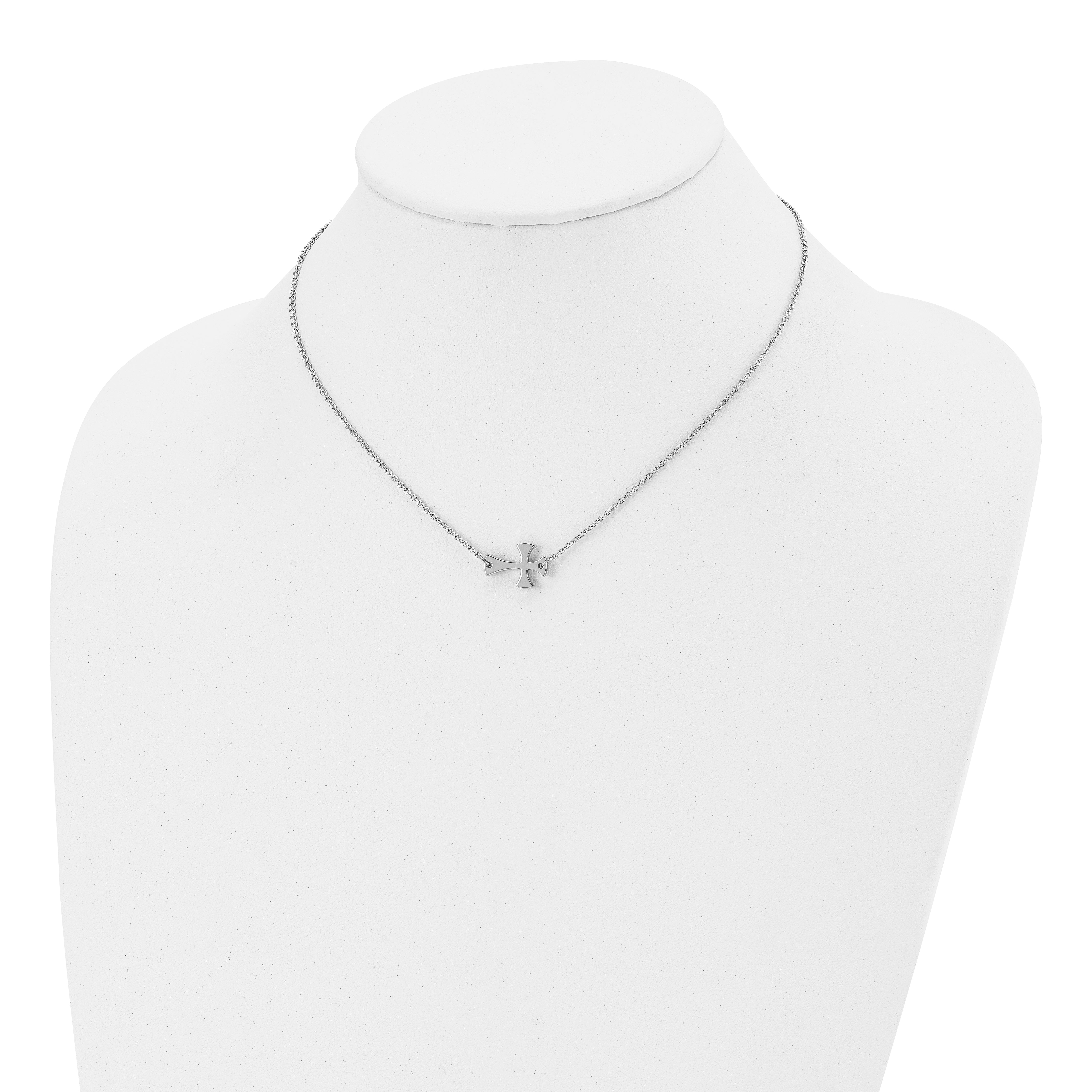 Sophia Jewelers Stainless Steel Polished Unisex Sideways Cross Necklace