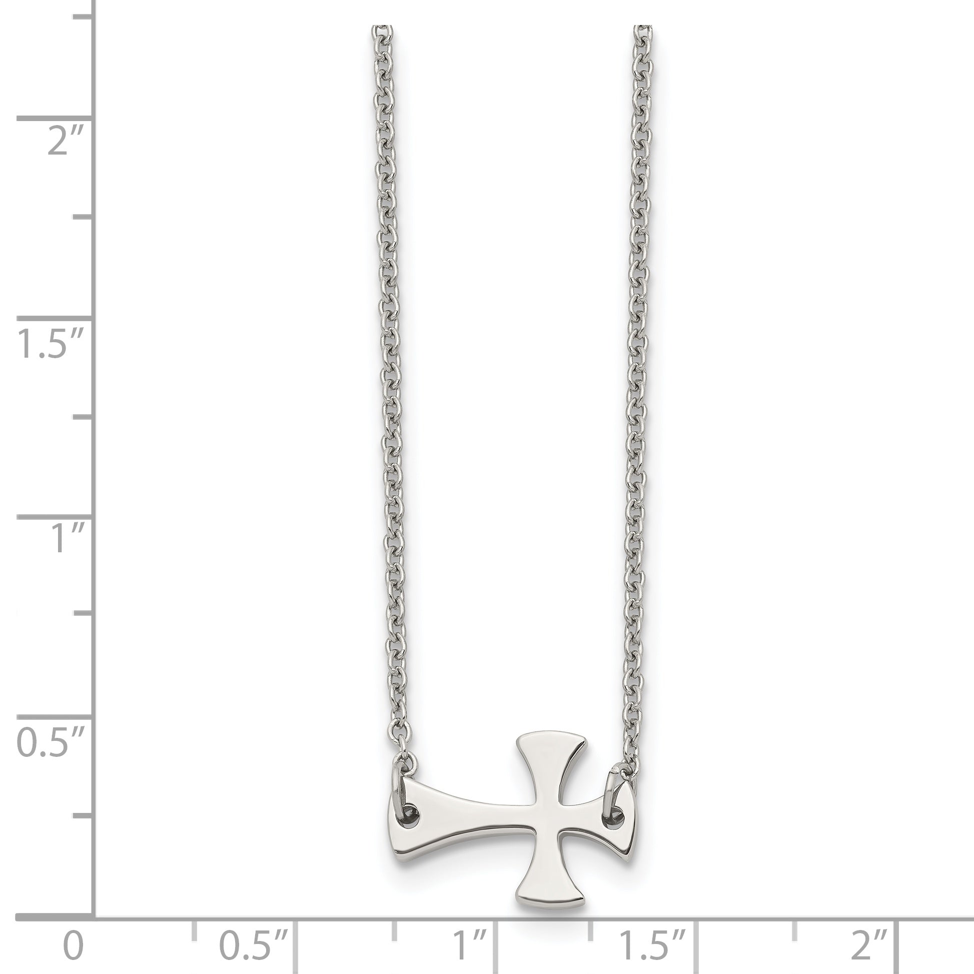 Sophia Jewelers Stainless Steel Polished Unisex Sideways Cross Necklace
