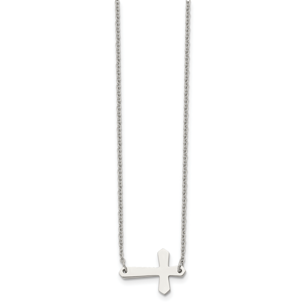 Sideways Cross Necklace in Stainless Steel