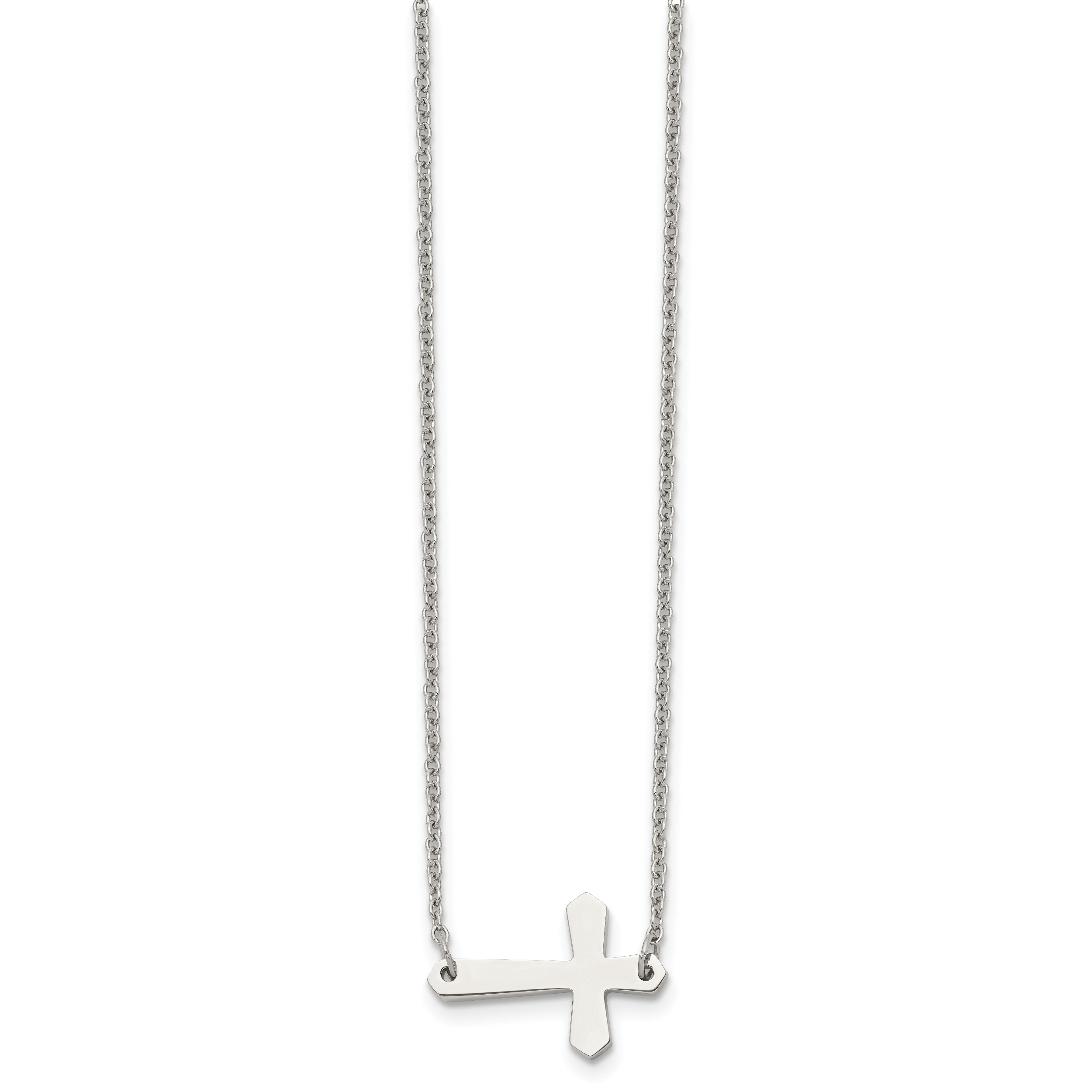 Sideways Cross Necklace in Stainless Steel
