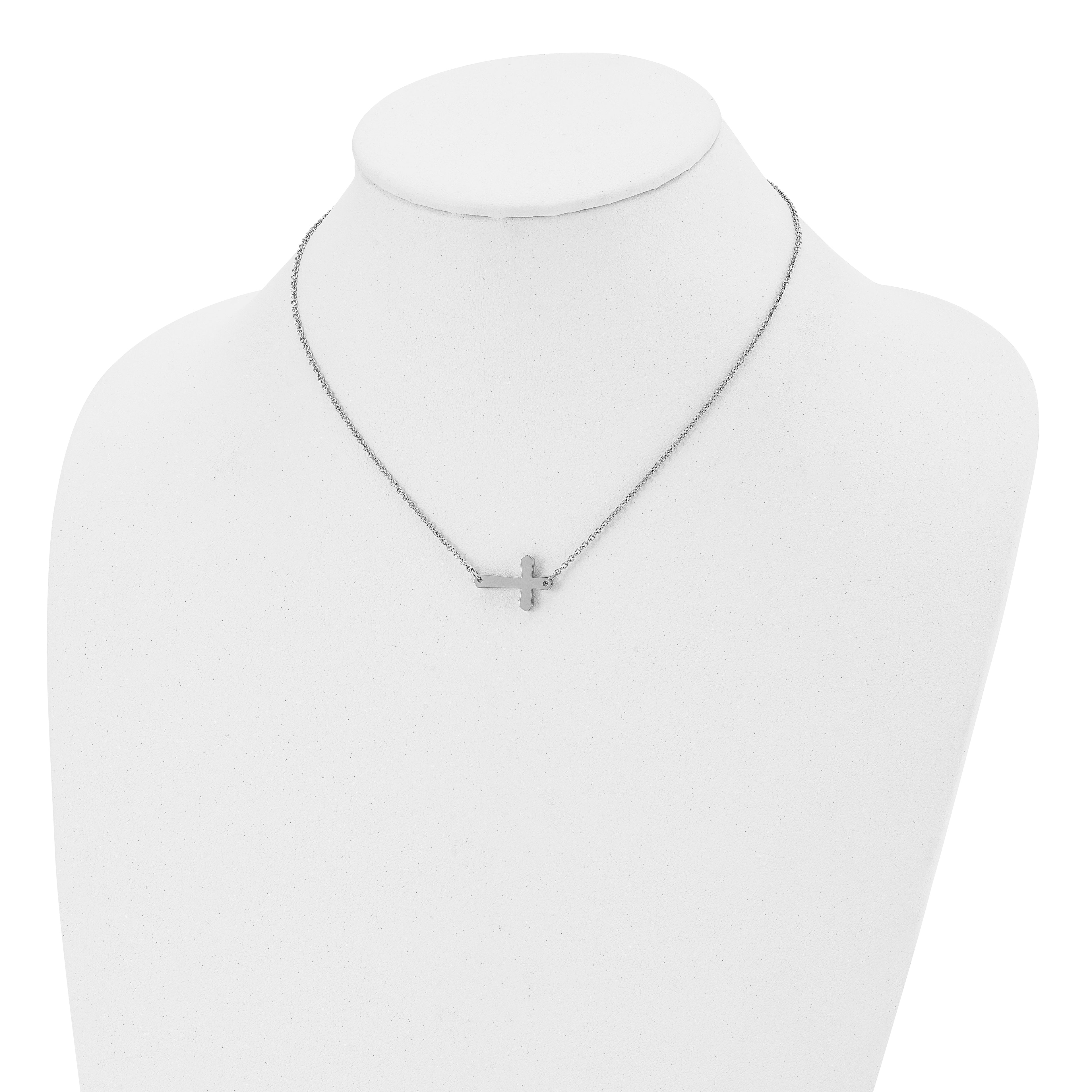 Sideways Cross Necklace in Stainless Steel