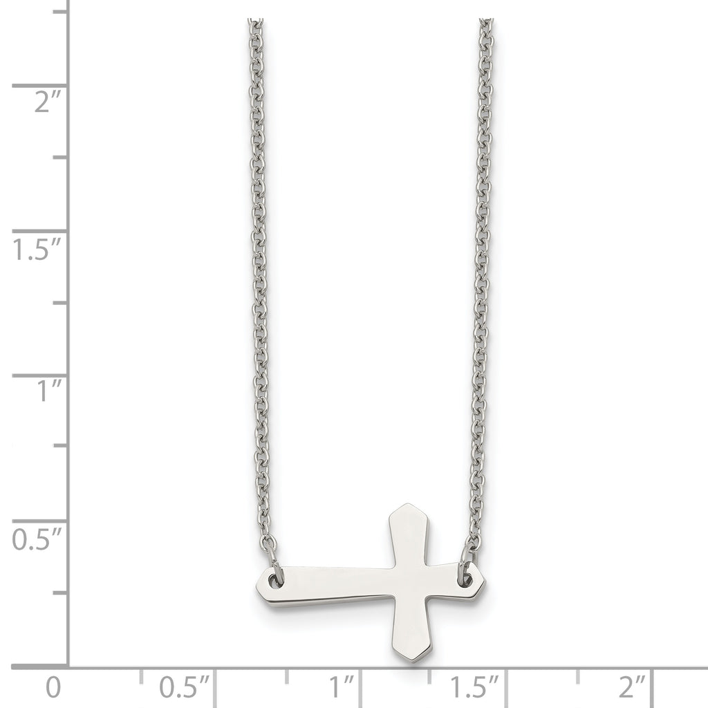 Sideways Cross Necklace in Stainless Steel