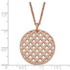 Rose-Tone Textured Circle Necklace in Stainless Steel