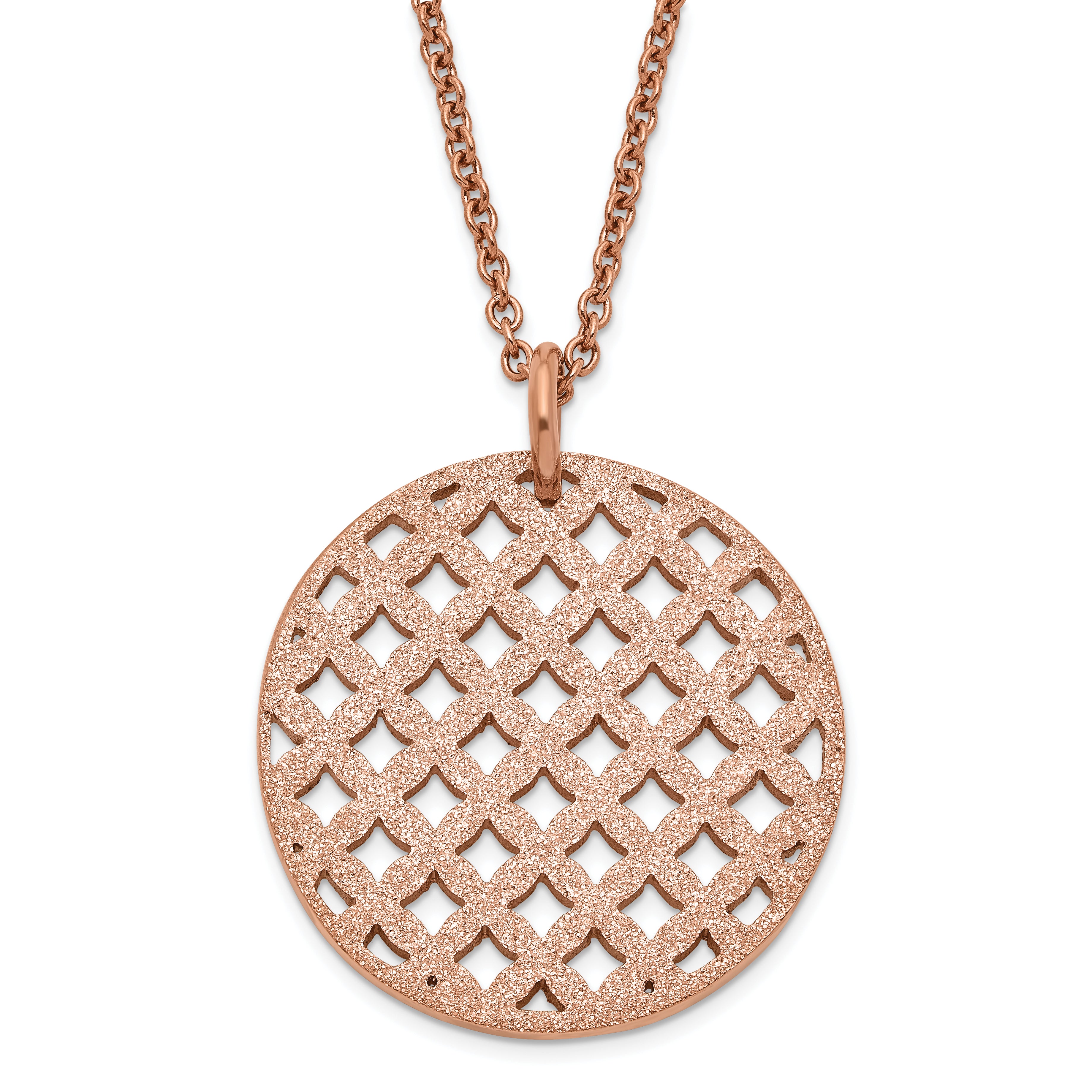 Stainless Steel Pink IP-plated Textured Circle Necklace Main image