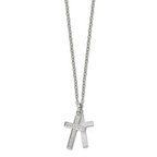 Laser-Cut Cross 2-Piece Necklace in Stainless Steel with CZ