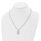 Laser-Cut Cross 2-Piece Necklace in Stainless Steel with CZ