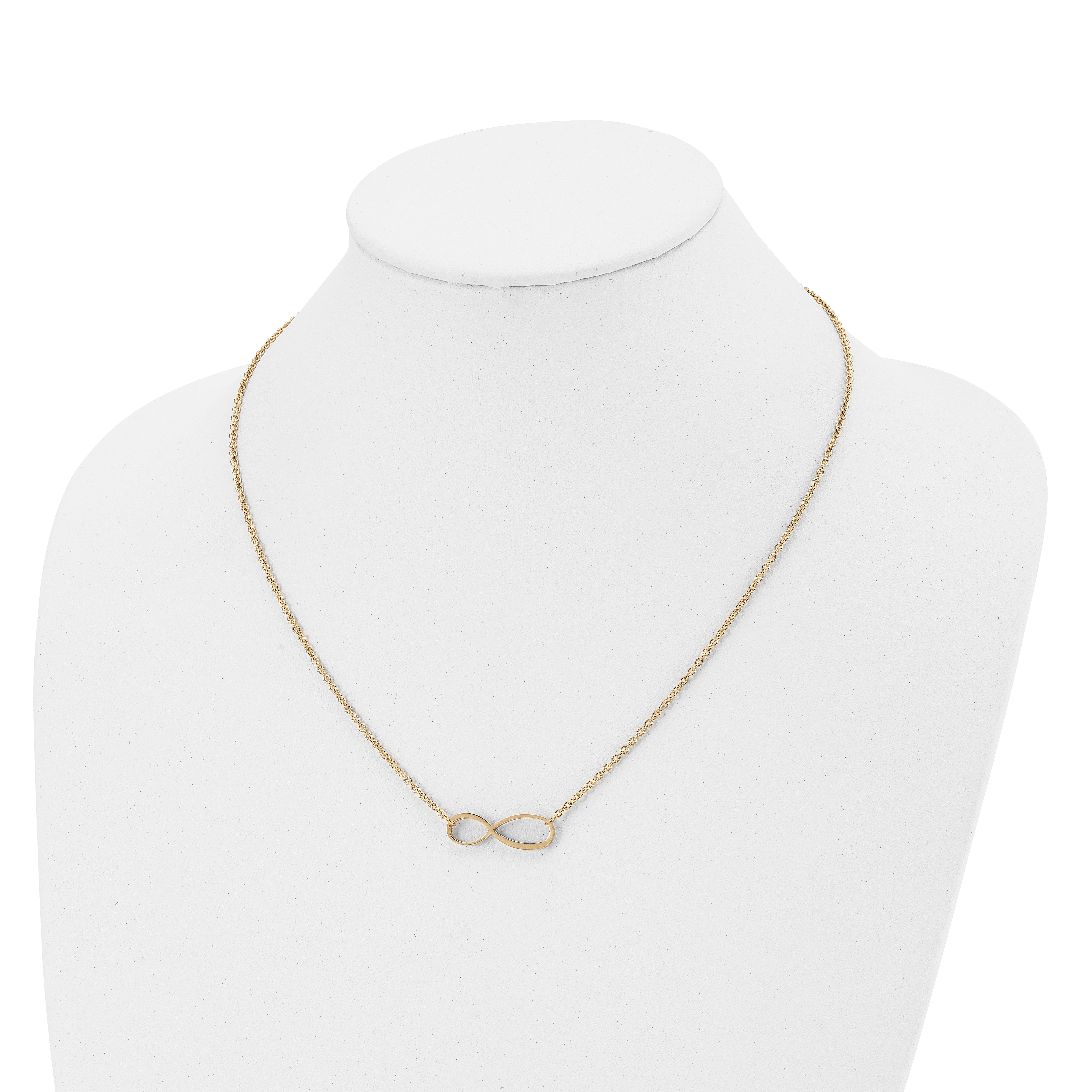 Chisel Stainless Steel Polished Yellow IP-plated Infinity Symbol on a 20 inch Cable Chain Necklace