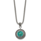 Antiqued Turquoise Necklace in Stainless Steel