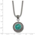 Antiqued Turquoise Necklace in Stainless Steel