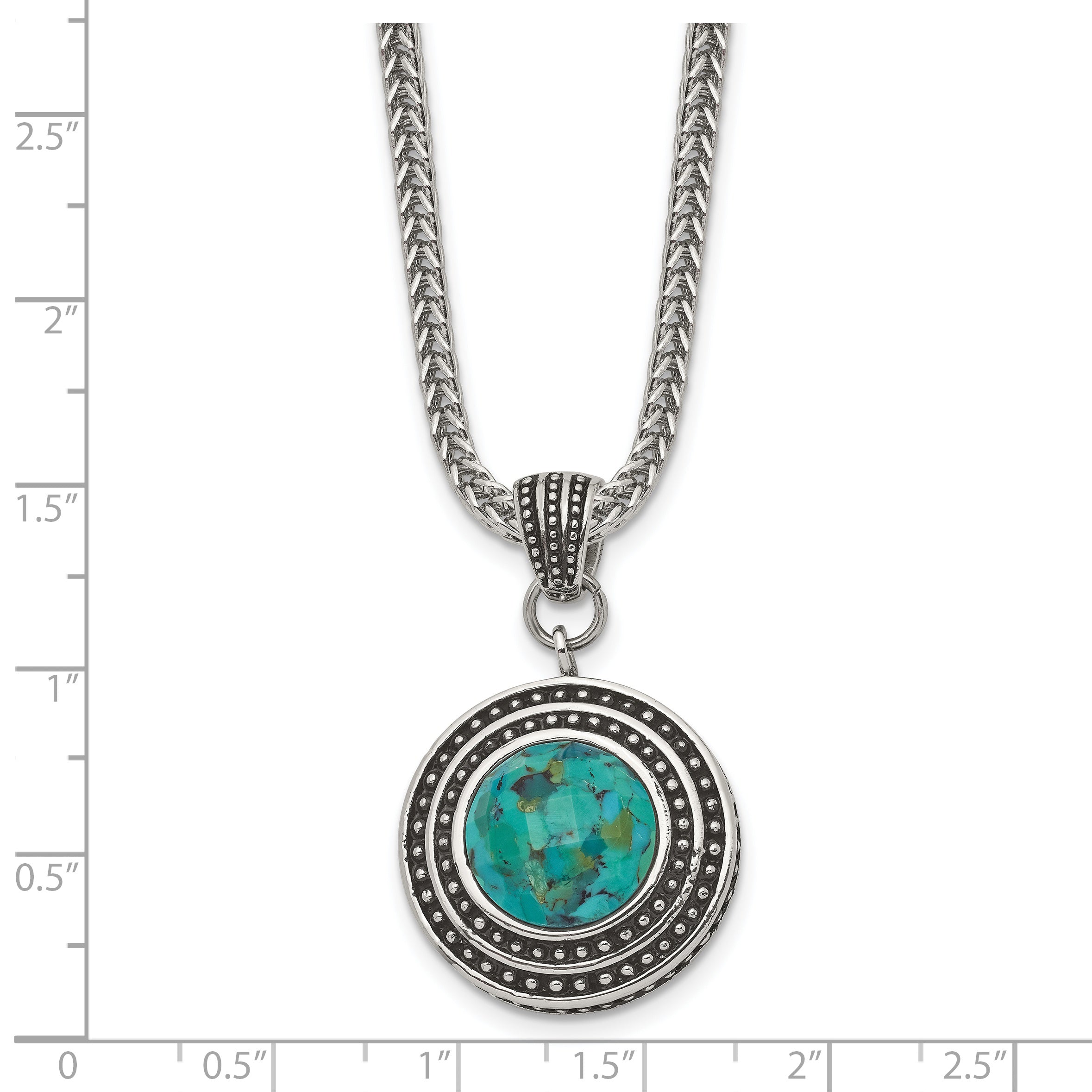 Antiqued Turquoise Necklace in Stainless Steel